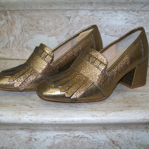 Kenneth Cole New York Women's Macey Kiltie Toe Dress Pump Square Toe Gold 7 1/2 - Picture 4 of 10